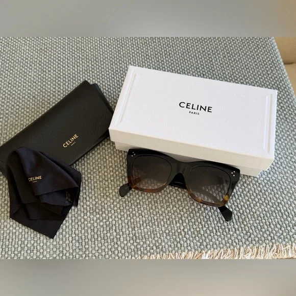 Celine Oversized Black with Tortoiseshell Trim Women’s Sunglasses - Picture 8 of 17